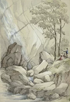 Powerscourt Waterfall, August 1843. Creator: Elizabeth Murray