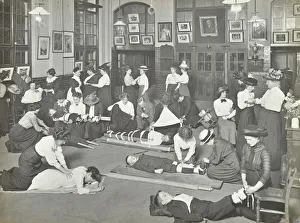 Bandage Collection: Practical first aid class for women, Blackheath Road Evening Institute, 1914