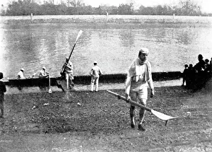 Practicing for the Universities Boat-Race, 1895. Creator: George Meisenbach.<br> Practicing for the Universities Boat-Race, 1895. Creator: George Meisenbach