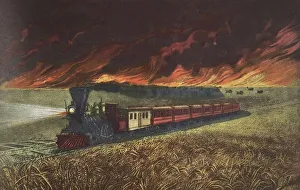 Prairie Fires of the Great West, pub. 1871, Currier & Ives (Colour Lithograph) Prairie Fires of the Great West, pub. 1871, Currier & Ives (Colour Lithograph)