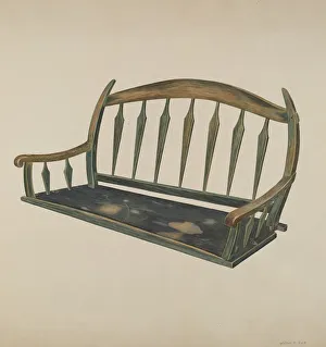 Covered Wagons Prints: Prairie Schooner Seat, c. 1937. Creator: Wilbur M Rice