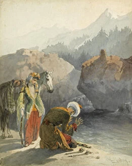 Caucasian Mountains Gallery: The prayer (From the Series Scenes du Caucase). Artist: Zichy, Mihaly (1827-1906)