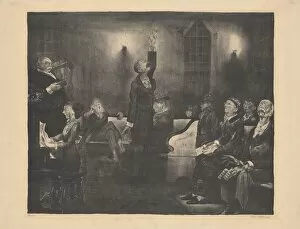 Lithograph In Black On Wove Paper Collection: Prayer Meeting, second stone, 1916. Creator: George Wesley Bellows