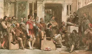 Cattermole Collection: Prayers in the Barons Hall, (c1900). Creator: Unknown