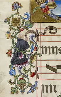 St Benedict Prints: Praying cleric - detail from an antiphonary, c1505. Creator: Unknown