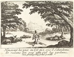 Wilderness Collection: Praying for Divine Help, 1635. Creator: Jacques Callot