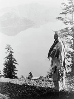 Chief Collection: Praying to the Spirits at Crater Lake-Klamath, c1923. Creator: Edward Sheriff Curtis