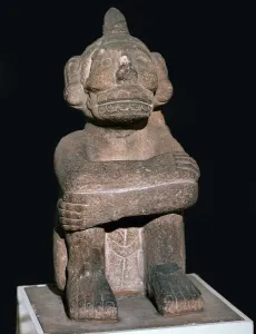 Pre-Columbian pottery statuette of the Mayan god Mictantecuan