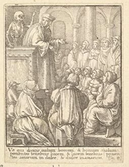 Church Service Gallery: Preacher, from the Dance of Death, 1651. Creator: Wenceslaus Hollar