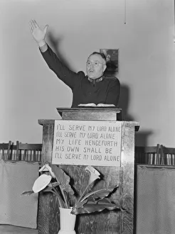 Charity Gallery: Preaching Salvation, Salvation Army, San Francisco, California, 1939. Creator: Dorothea Lange