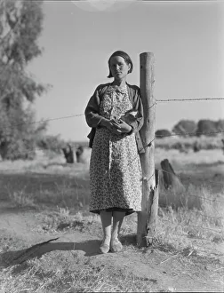 Pregnant migrant woman living in California squatter camp, Kern County, 1936. Creator: Dorothea Lange