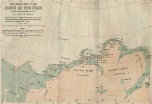 Farthest North Prints: Preliminary Map of the Route of the Fram along Northern Coast of Old World