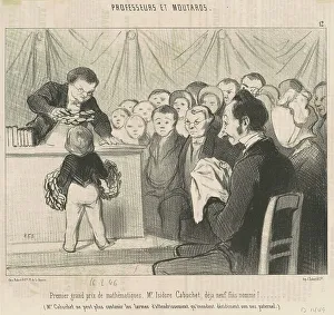 Handkerchief Prints: Premier grand prix de mathématiques, 19th century. Creator: Honore Daumier