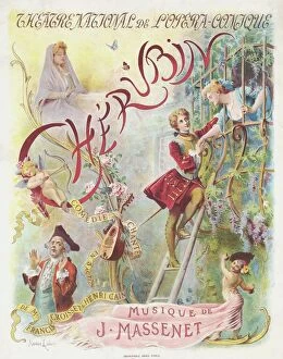 Premiere Poster for the opera Chérubin by Jules Massenet, 1905