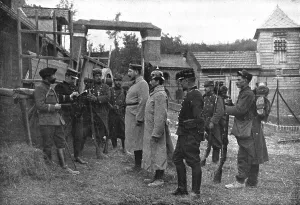 Questioning Prints: Premiers Prisonniers Allemands; Ensuite, on les interroge, 1914. Creator: Unknown