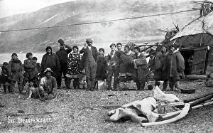 Russian Federation Prints: Preobrazhenie Bay: Chukchi in front of their home