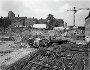 Sheffield University Prints: Preparation for construction work, Sheffield University, South Yorkshire, 1960. Artist