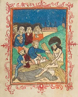 Woodcut Hand Colored Prints: Preparation for the Crucifixion, 15th century. 15th century. Creator: Anon