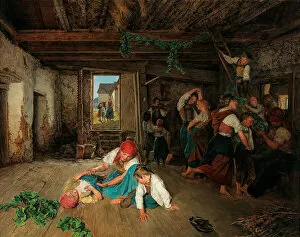 Biedermeier Collection: Preparing the Celebration of the Wine Harvest, 1860. Creator: Waldmüller