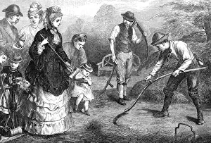 Cutting Prints: Preparing for croquet, 1871. Creator: Unknown