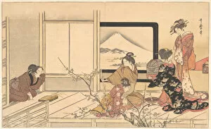 Laughter Gallery: Preparing Food for the Warbler... 1798. Creator: Kitagawa Utamaro