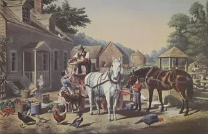 American School 19th Century Prints: Preparing For Market, pub. 1856, Currier & Ives (Colour Lithograph)