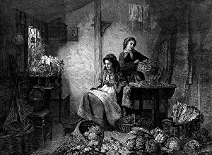 Baskets Prints: Preparing Spring Flowers for Market