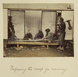 Engawa Prints: Preparing the Warp for Weaving, about 1873-1883. Creator: Shinichi Suzuki I