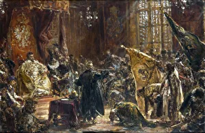 Matejko Prints: Presentation of Czar Vasili Shuisky by the hetman Stanislaw Zolkiewski at the Warsaw Sejm in 1611
