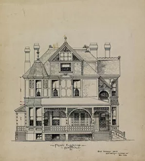 Timber Gallery: Presentation Design Drawings, Residence for Dr. Stratford, Chicago, Illinois
