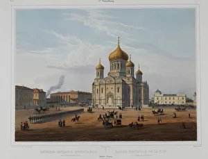 Jules 19th Century Prints: The Presentation of the Holy Virgin Church of the Semyonovsky Life-Guards Regiment in Saint Petersbu