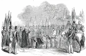 Chaplain Prints: Presentation of New Colours to the 28th Foot, at Portsmouth, 1850. Creator: Unknown