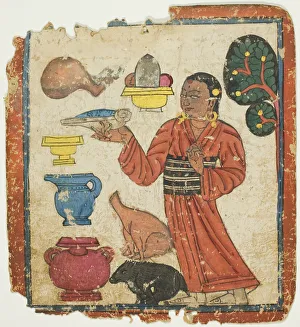 Presentation of Offerings, from a Set of Initiation Cards (Tsakali), 14th / 15th century