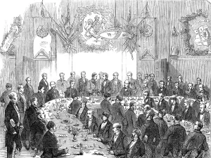 Banqueters Prints: Presentation of a Sword to Major Hibbert, at Macclesfield, 1856. Creator: Unknown