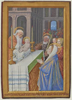 Tempera And Gold Prints: The Presentation in the Temple, 1498-1499. Creator: Jean Bourdichon
