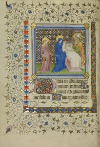 Synagogue Prints: The Presentation in the Temple; Book of Hours, about 1400-1410. Creator: Unknown