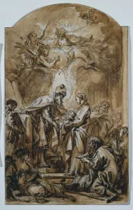 Brush And Brown Wash Prints: The Presentation in the Temple, c. 1770. Creator: Francois Boucher (French, 1703-1770)