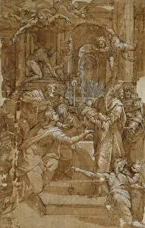 Brown Wash Prints: Presentation in the Temple, c1575. Creator: Orazio Samacchini