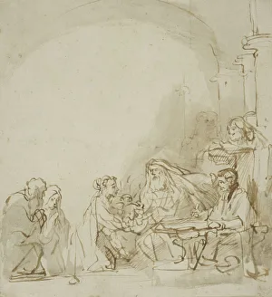 Brown Wash Prints: The presentation in the temple. Creator: Rembrandt Harmensz van Rijn
