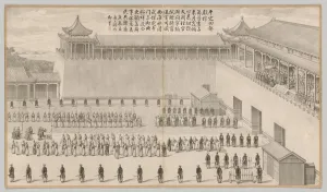 1644 1911 Prints: The Presentation of Uigur Captives: from Battle Scenes of the Quelling of Rebellions
