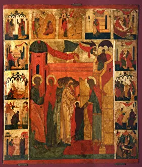 Novgorod School Gallery: The Presentation of the Virgin Mary, 16th century. Artist: Russian icon