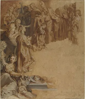 Laid Down Prints: The Presentation of the Virgin in the Temple, c. 1600. Creator: Federico Barocci