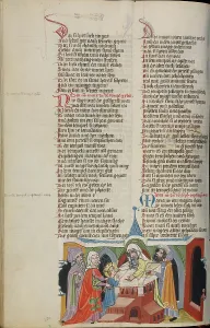 German Text Prints: The Presentation of the Virgin in the Temple; Weltchronik