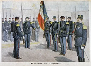 Presenting excuses to the flag, Toulon, France, 1898