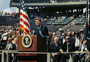 President Kennedy makes his We choose to go to the Moon speech, Rice University, 1962
