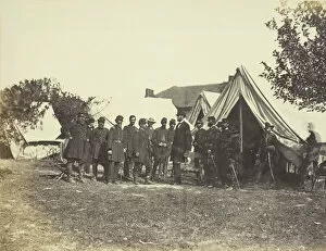 Military Camp Gallery: President Lincoln on Battle-Field of Antietam, October 1862. Creator: Alexander Gardner