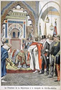 Emile Francois Loubet Prints: President Loubet visiting the Mosque of Sidi Bou Medine, Tlemcen, Algeria, 1903