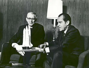 President Nixon and James Fletcher Discuss the Space Shuttle, 1972. Creator: NASA