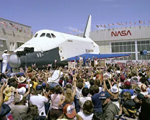 Welcoming Party Prints: President Reagan at STS-4 landing, California, USA, 1982. Creator: NASA