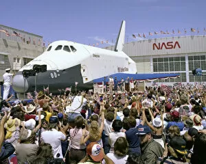Waving Gallery: President Reagan at STS-4 landing, California, USA, 1982. Creator: NASA